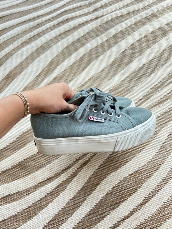 Superga Shoes - Superga Green Platform Canvas Sneakers size 38